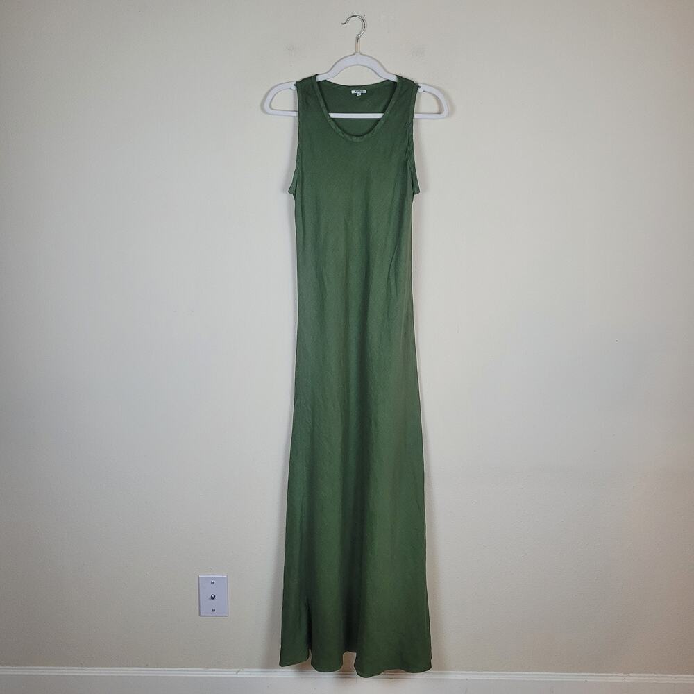Aspesi Dress IT38 US2 XS Green Linen Sleeveless Scoop Neck Maxi Long Italy Boho
